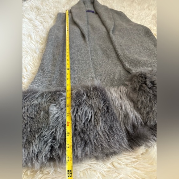 Ralph Lauren Collection Purple Label Shearling Fur Vest Cashmere Silk Sweater L - Picture 13 of 16